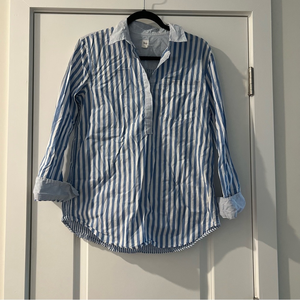 Blue and White Stripe Blouse